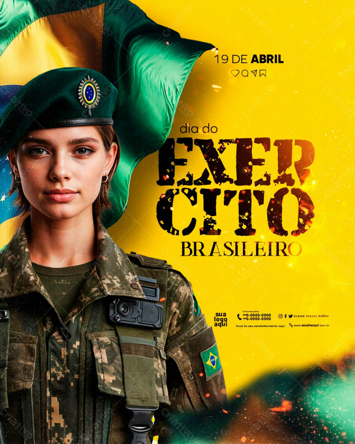 Flyer Dia do Exército Brasileiro PSD Editável