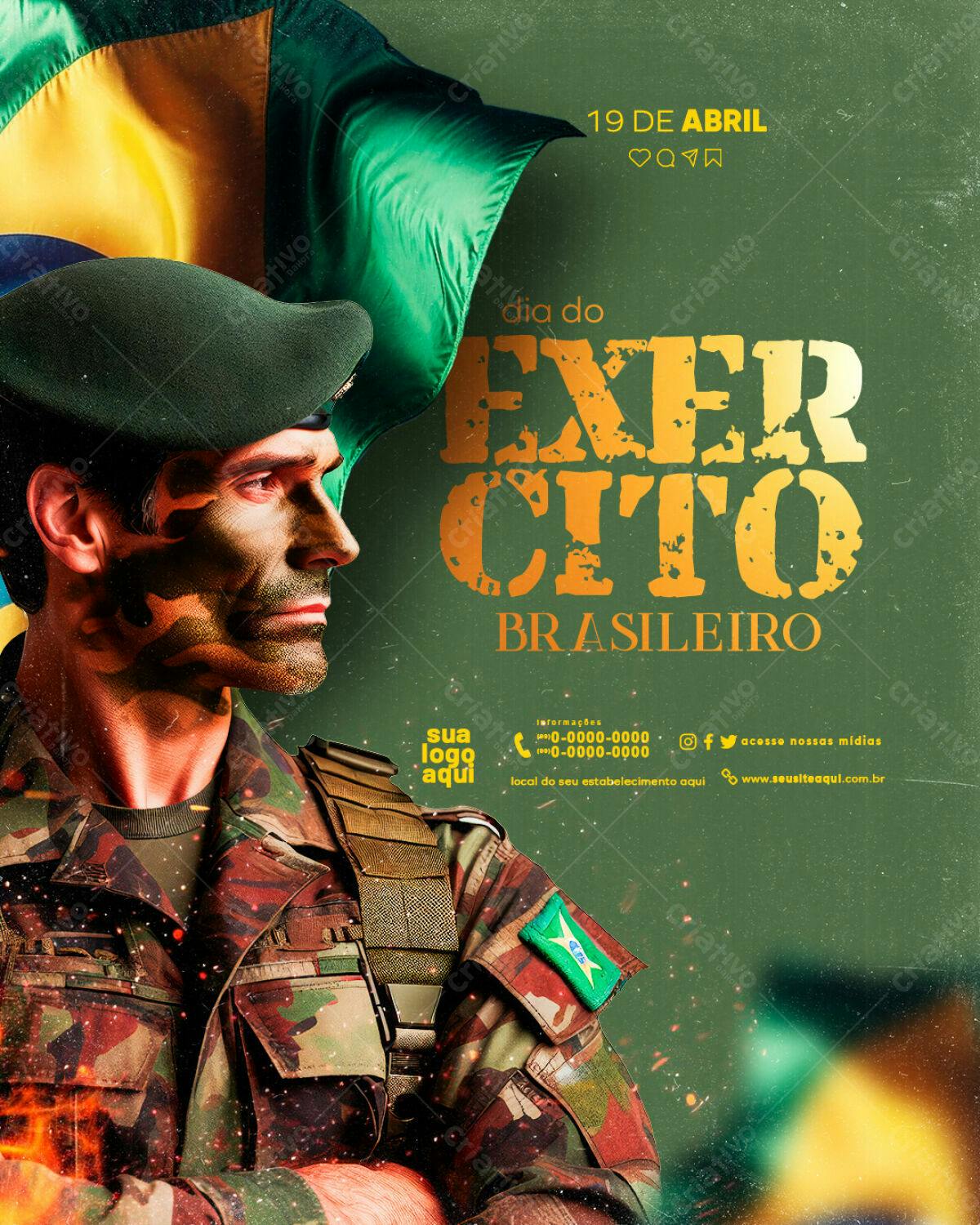 Flyer Dia do Exército Brasileiro PSD Editável