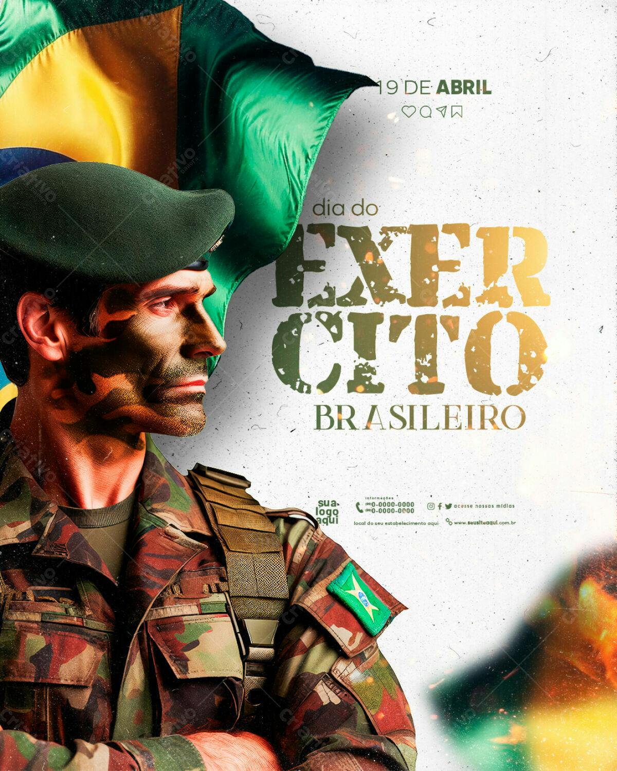 Flyer Dia do Exército Brasileiro PSD Editável
