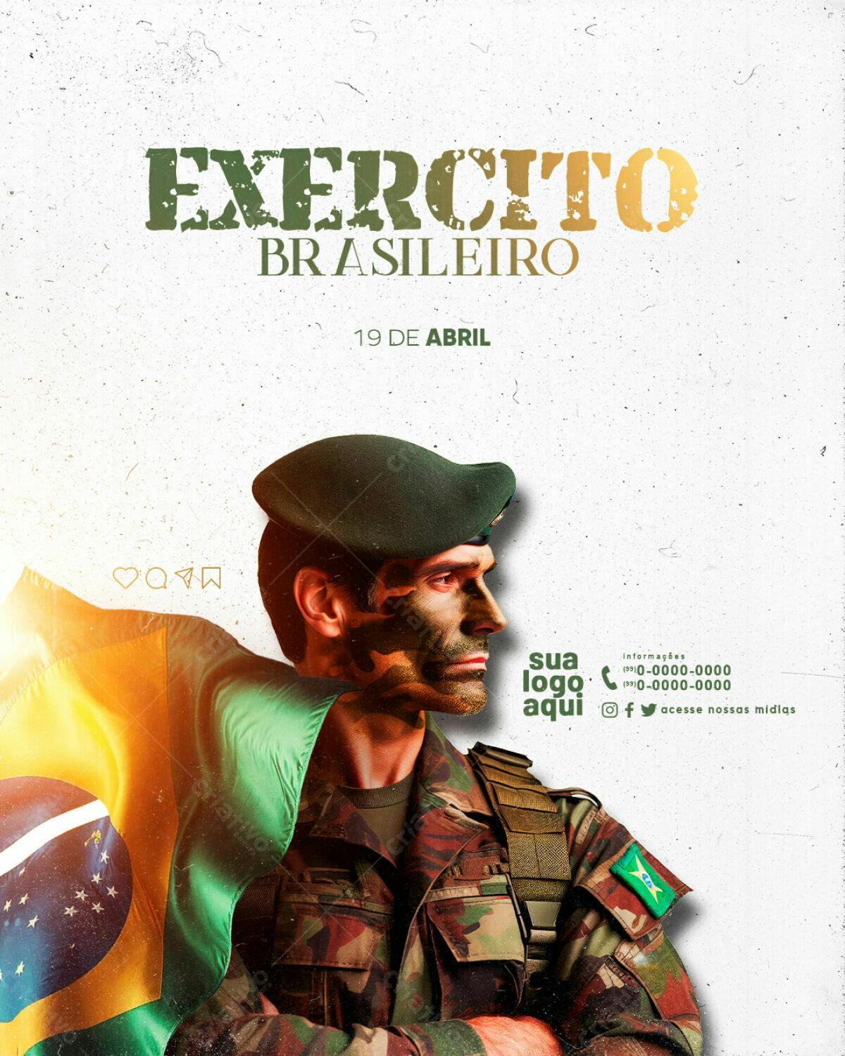 Flyer Dia do Exército Brasileiro PSD Editável