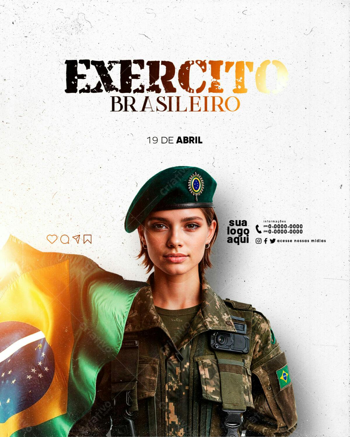Flyer Dia do Exército Brasileiro PSD Editável