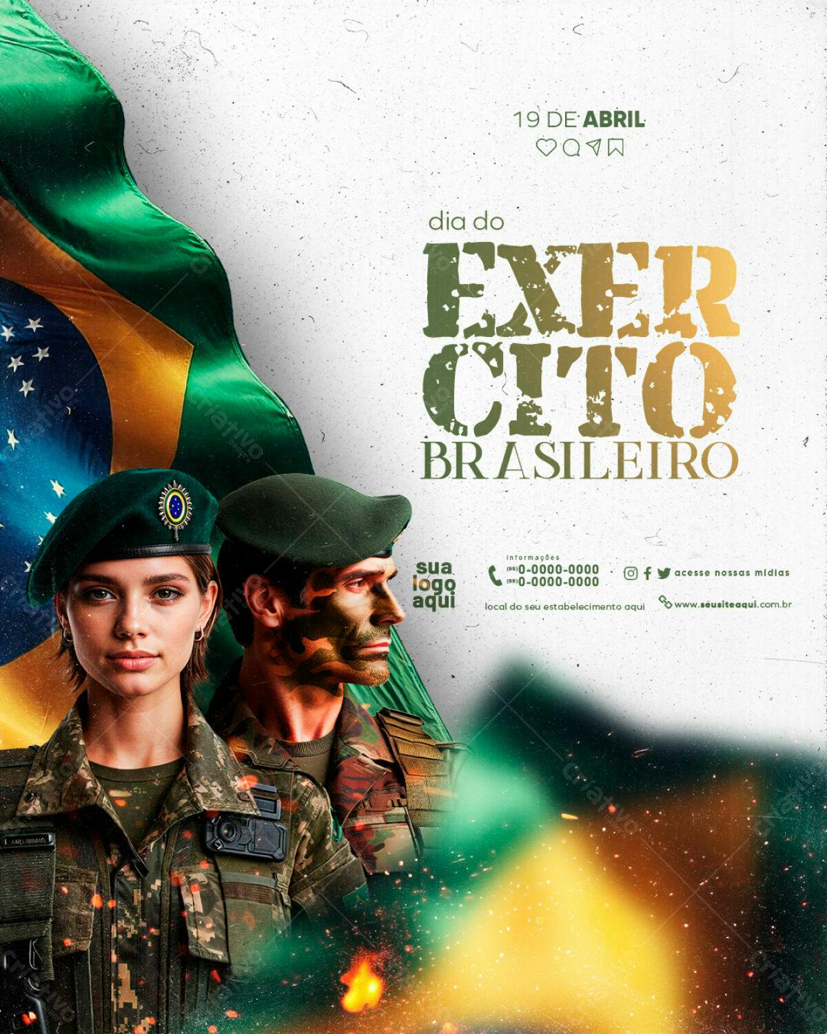 Flyer Dia do Exército Brasileiro PSD Editável