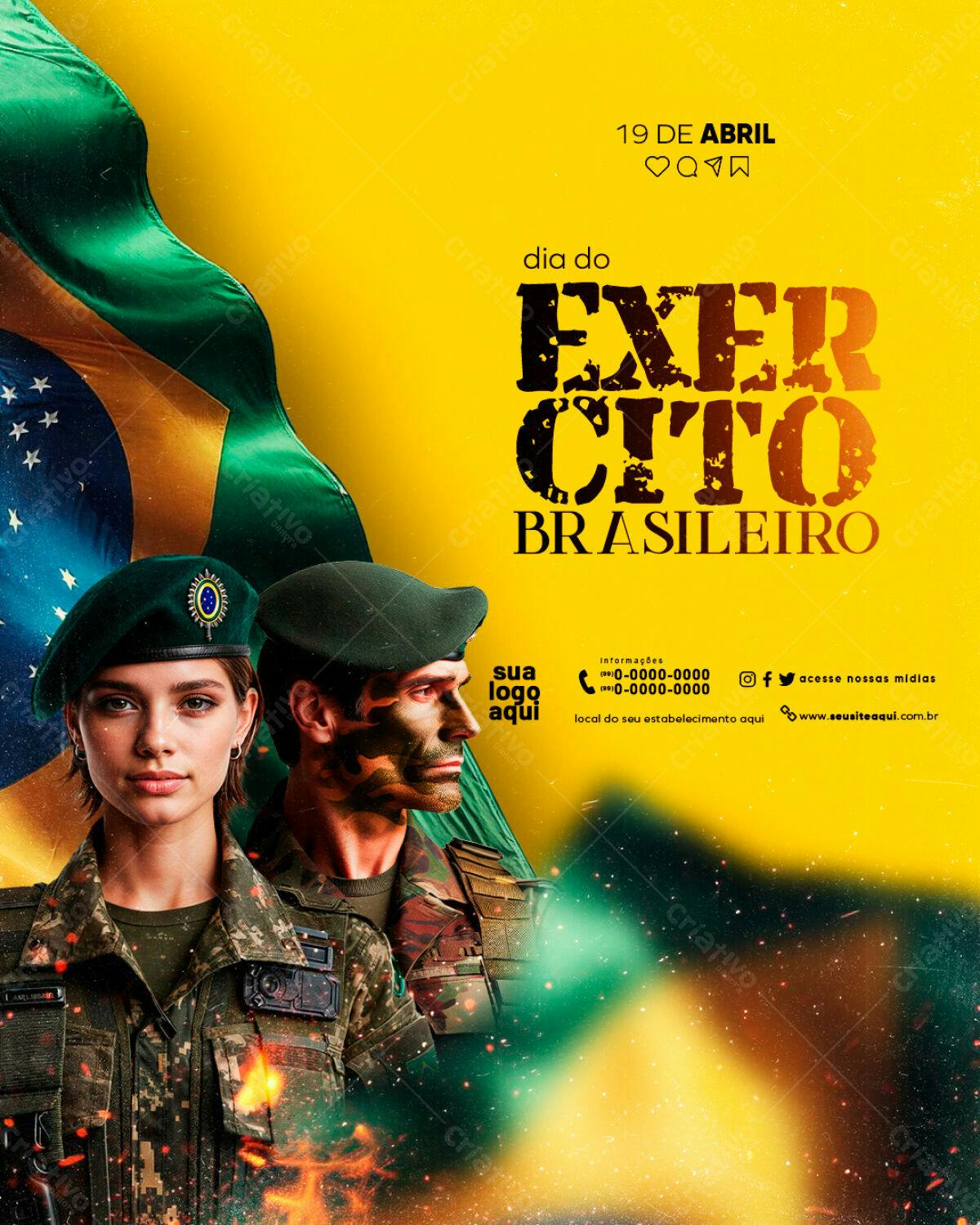 Flyer Dia do Exército Brasileiro PSD Editável
