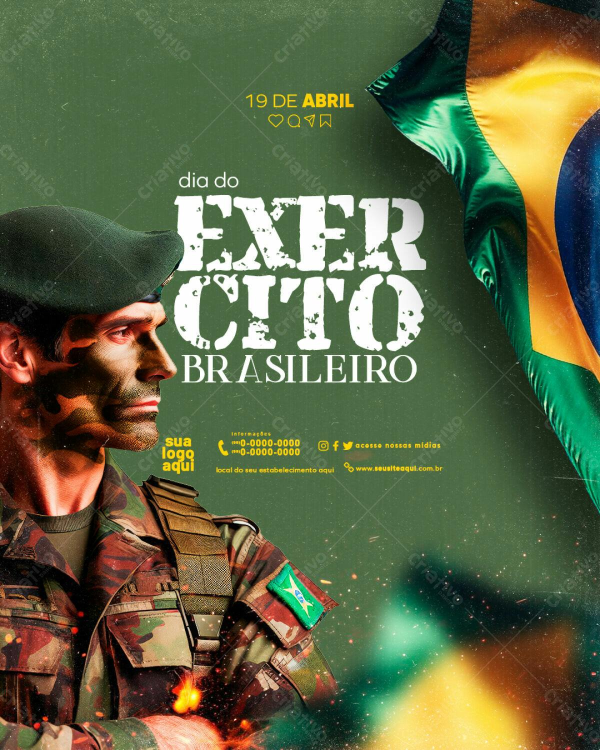 Flyer Dia do Exército Brasileiro PSD Editável
