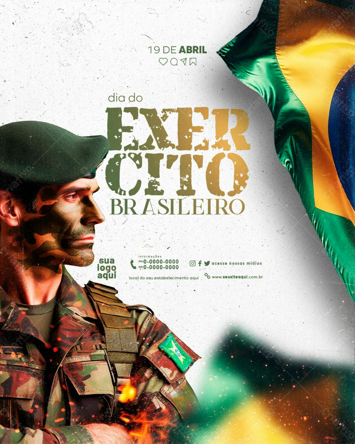 Flyer Dia do Exército Brasileiro PSD Editável