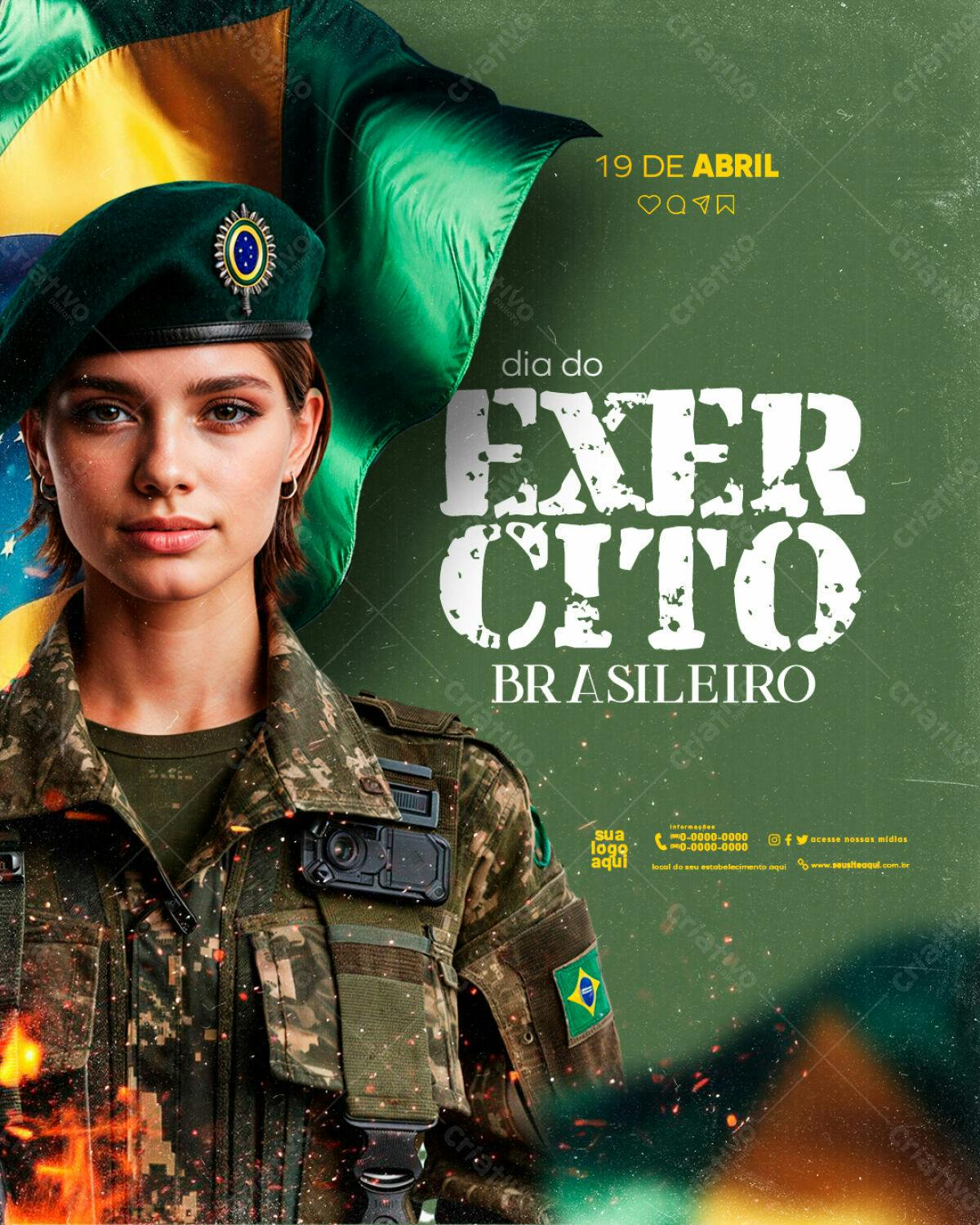 Flyer Dia do Exército Brasileiro PSD Editável