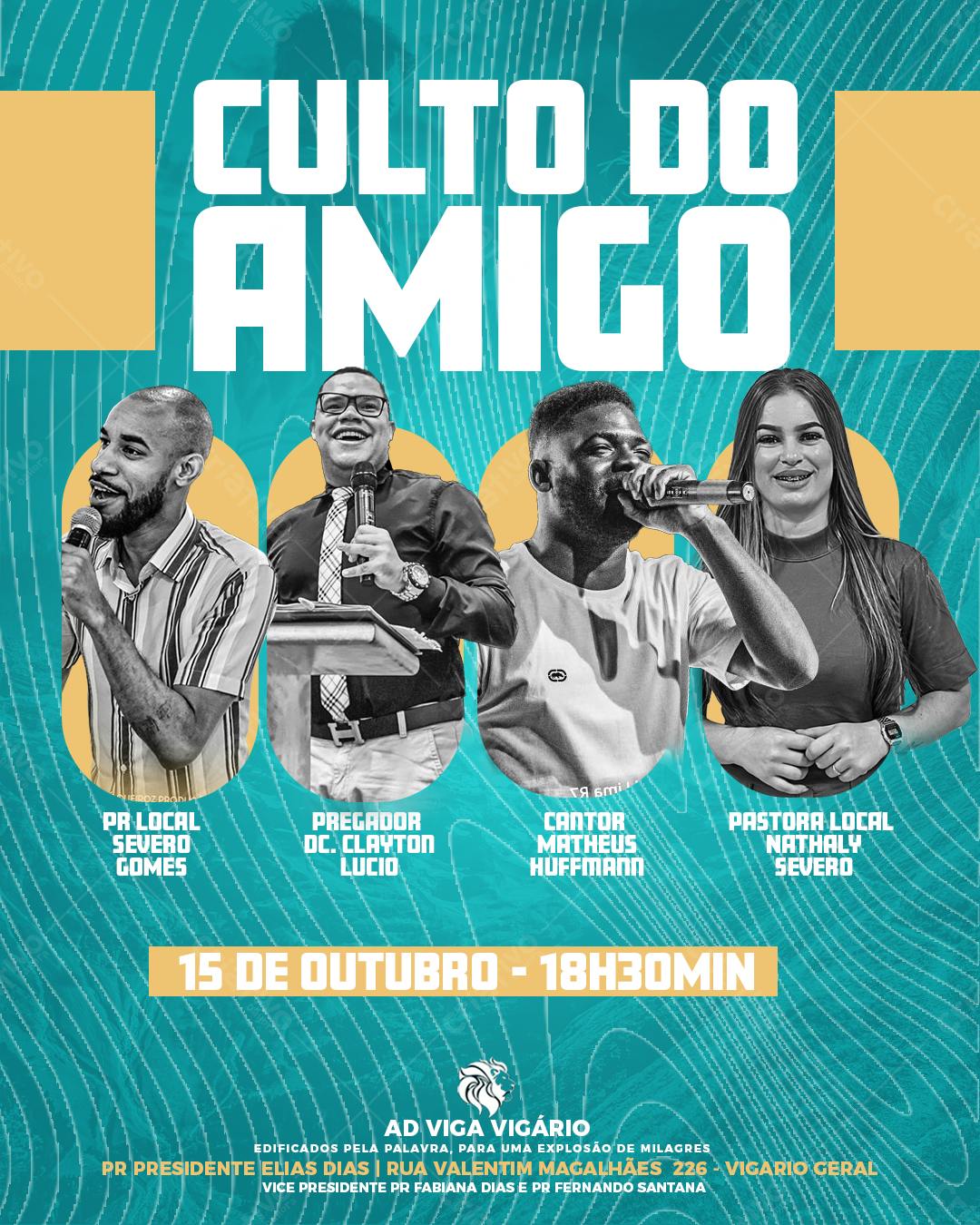 Flyer para Culto do Amigo PSD Editável