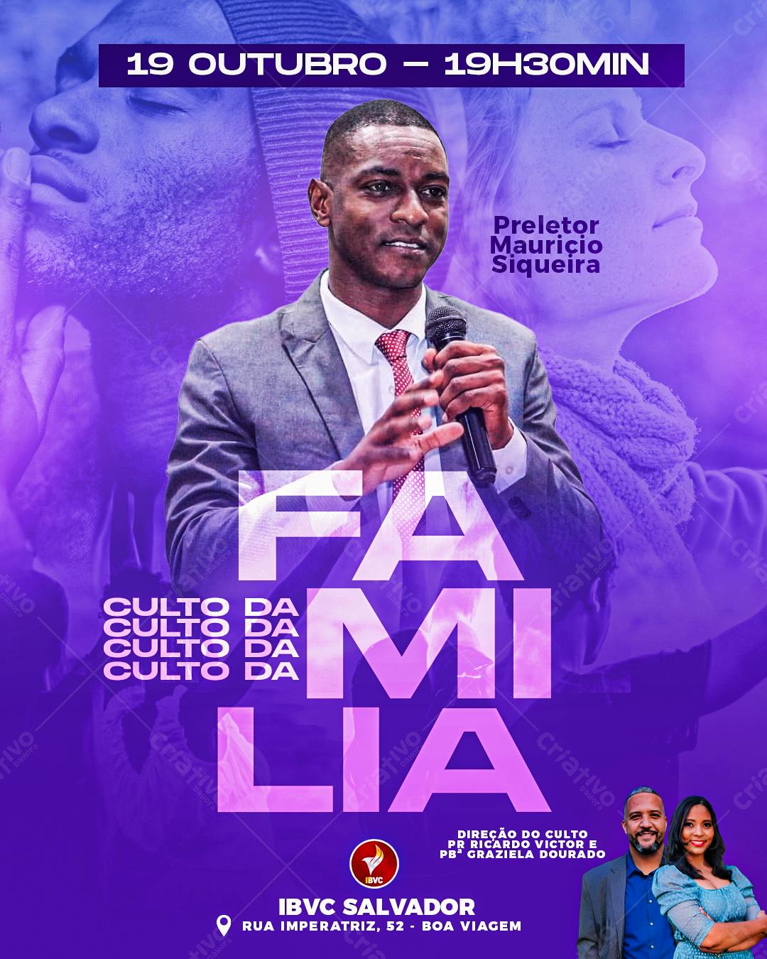 Flyer para Culto da Família PSD Editável