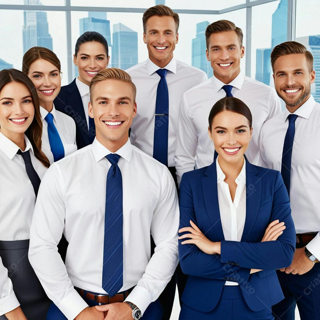 Equipe de Negócios Sorrindo em Escritório Moderno