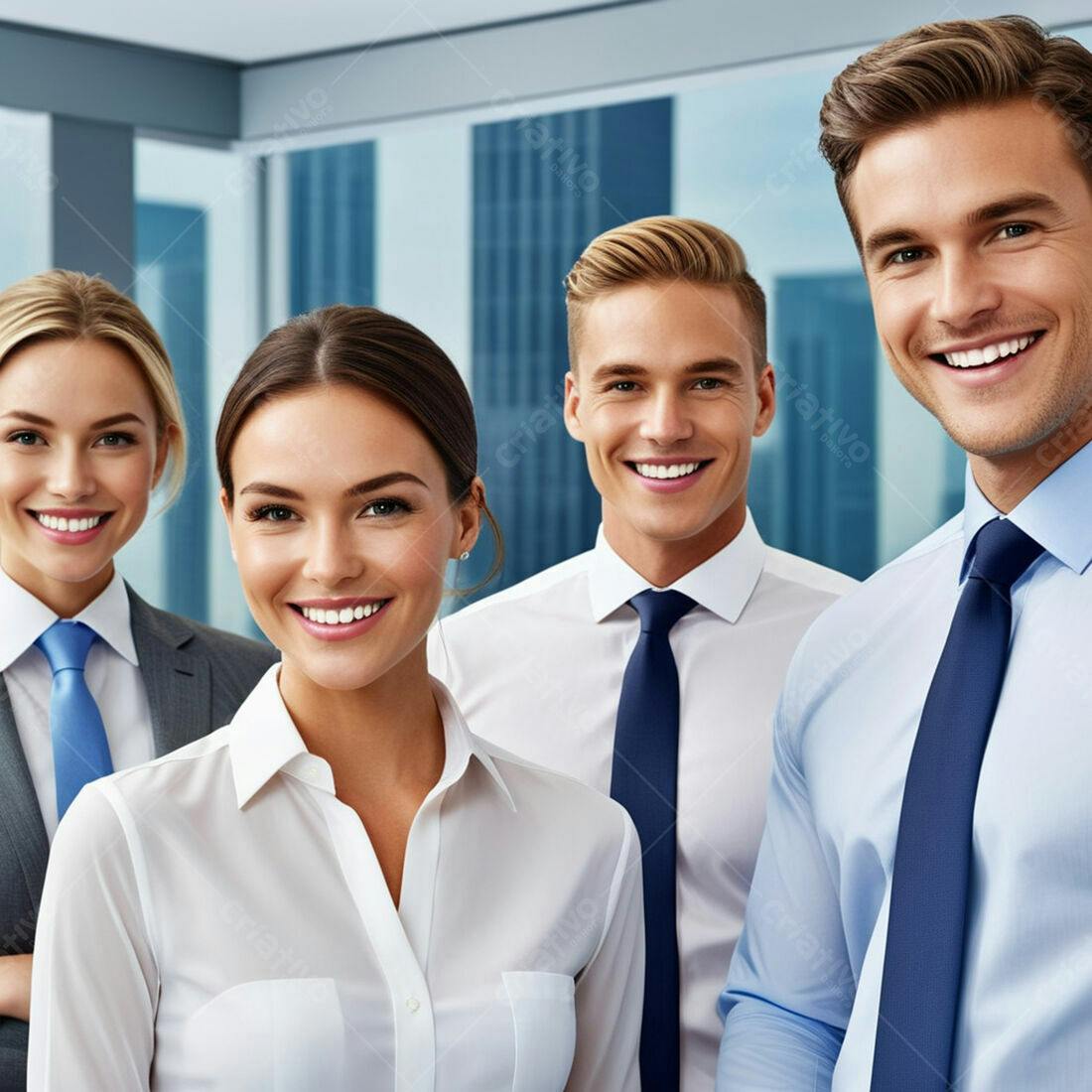 Equipe de negócios sorrindo em escritório moderno