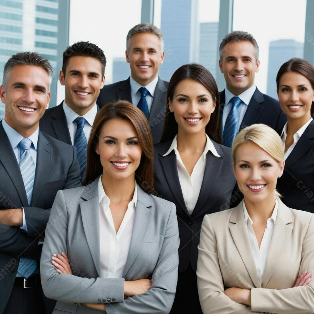 Equipe de negócios sorrindo em escritório moderno