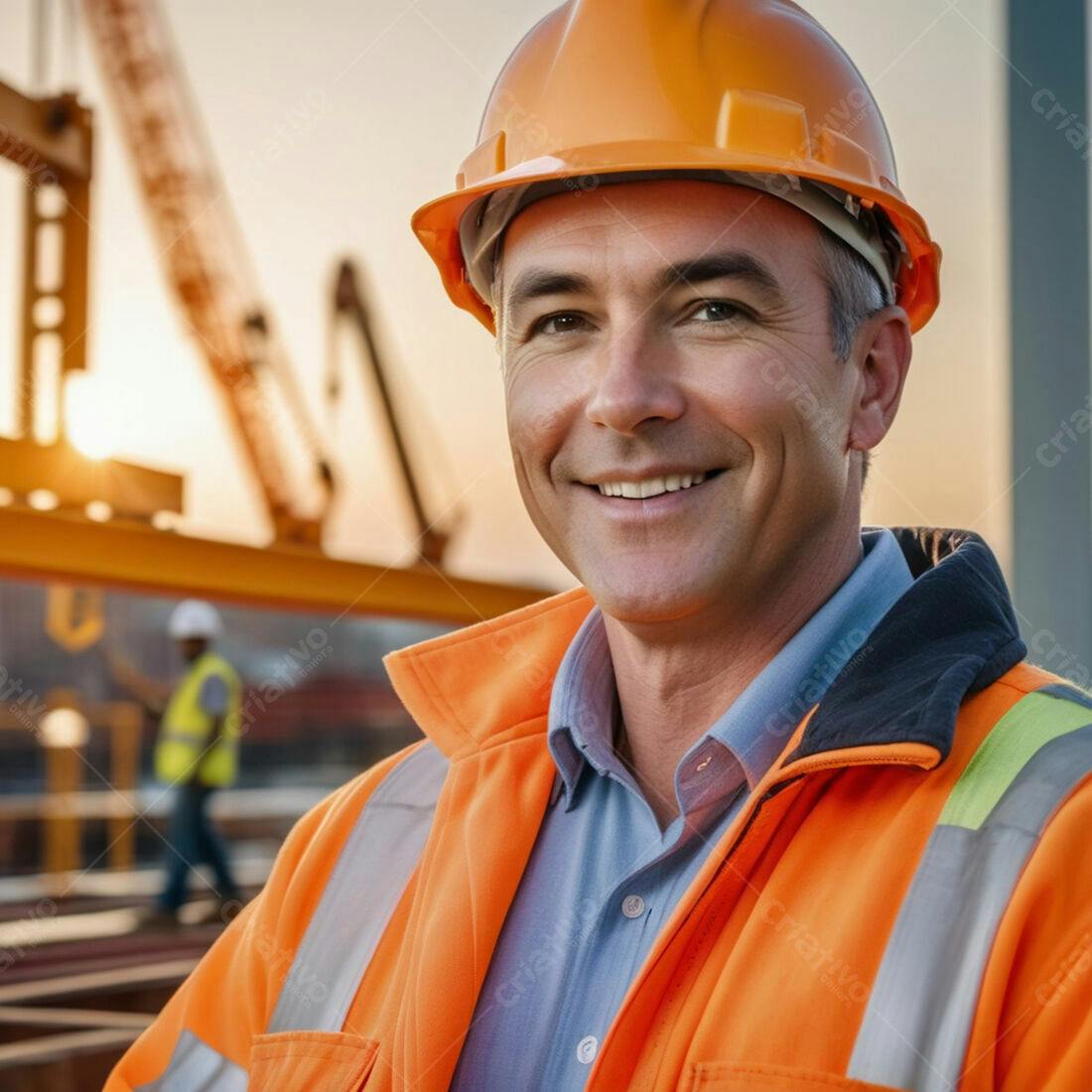Engenheiro sorridente em obra