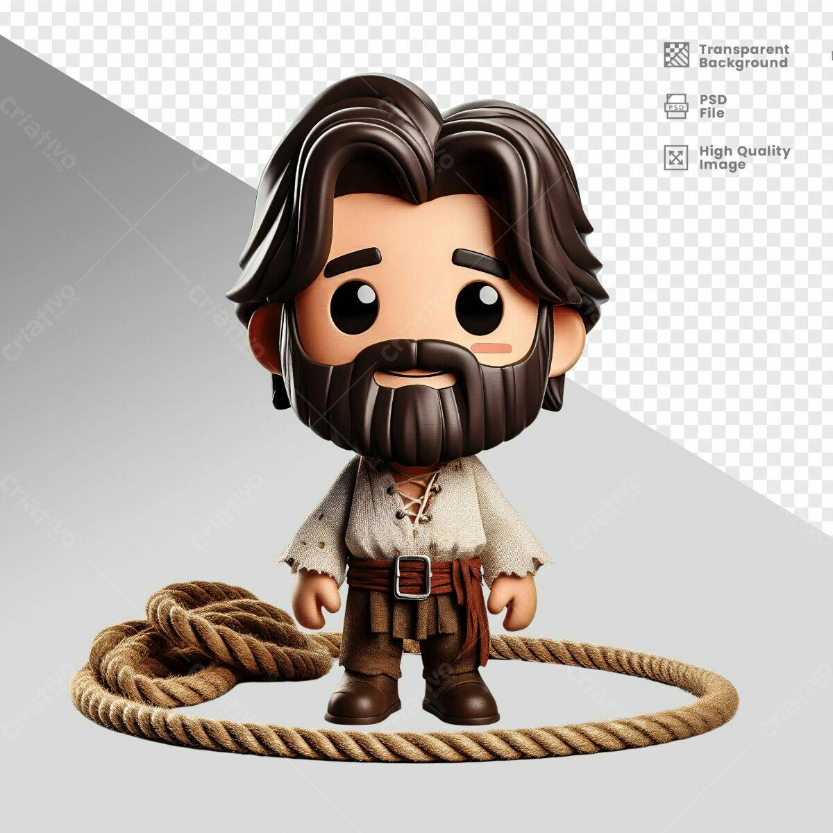 Personagem Cartoon Pirata PSD Editável