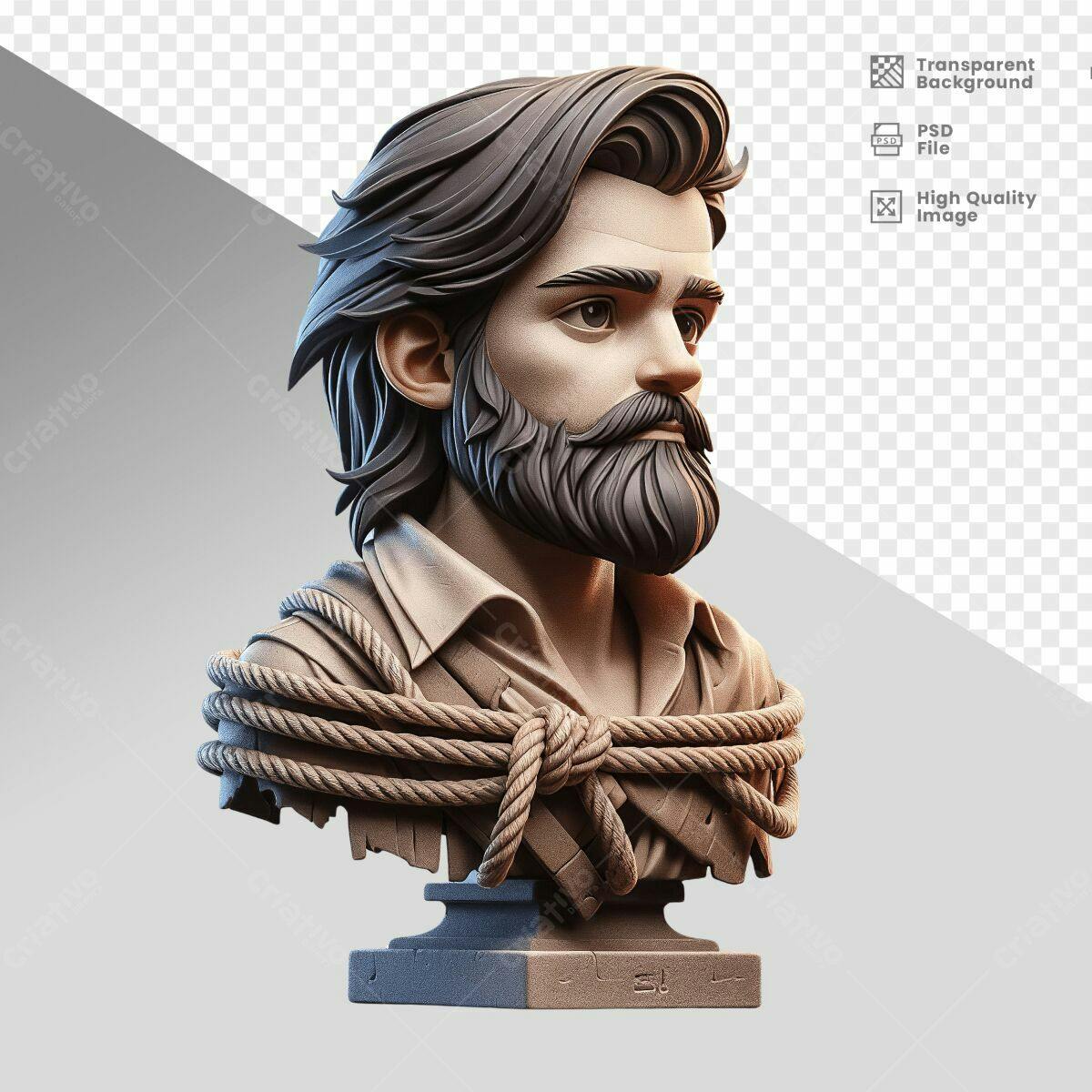 Busto Masculino com Corda PSD Editável