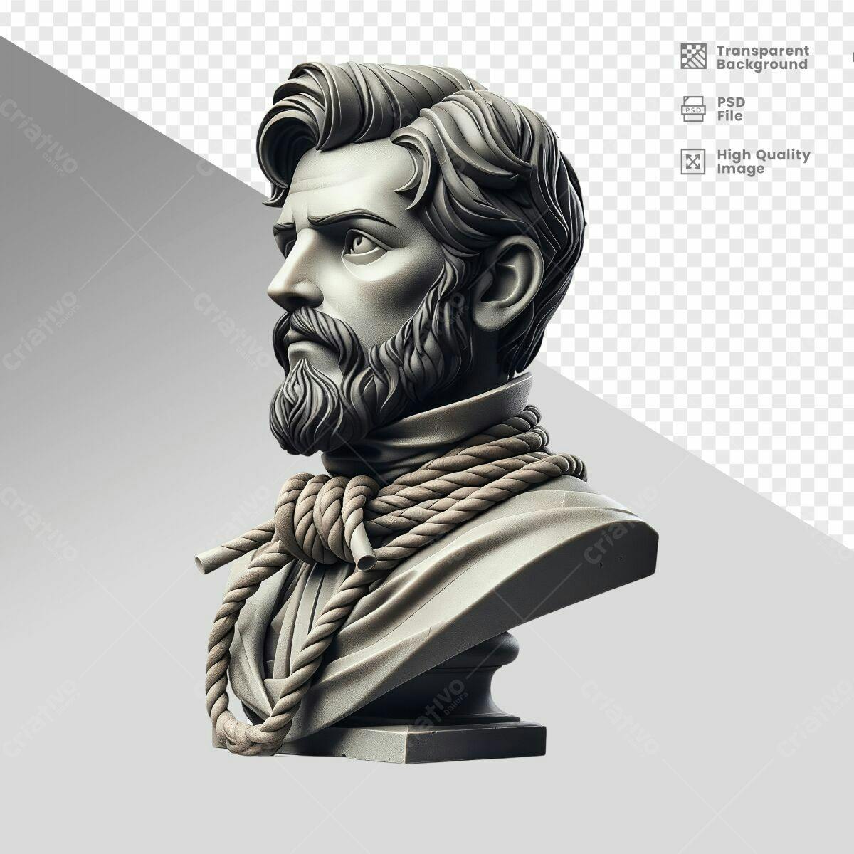 Busto Esculpido em 3D PSD Editável