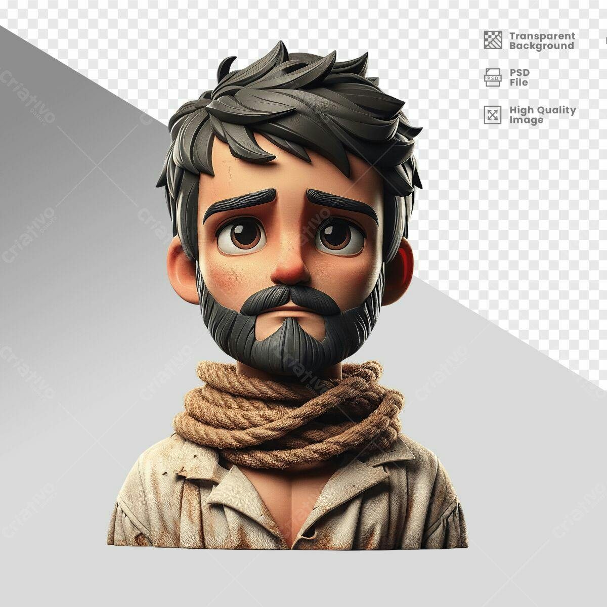 Avatar Masculino estilo Cartoon PSD Editável