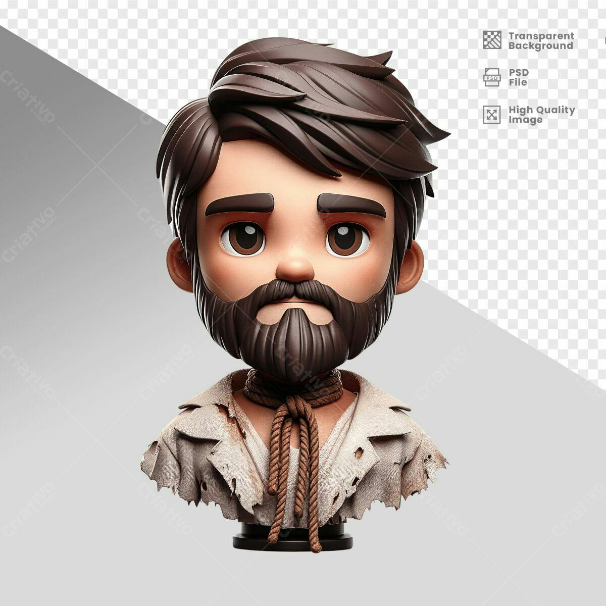 Busto 3D Personagem Masculino PSD Editável