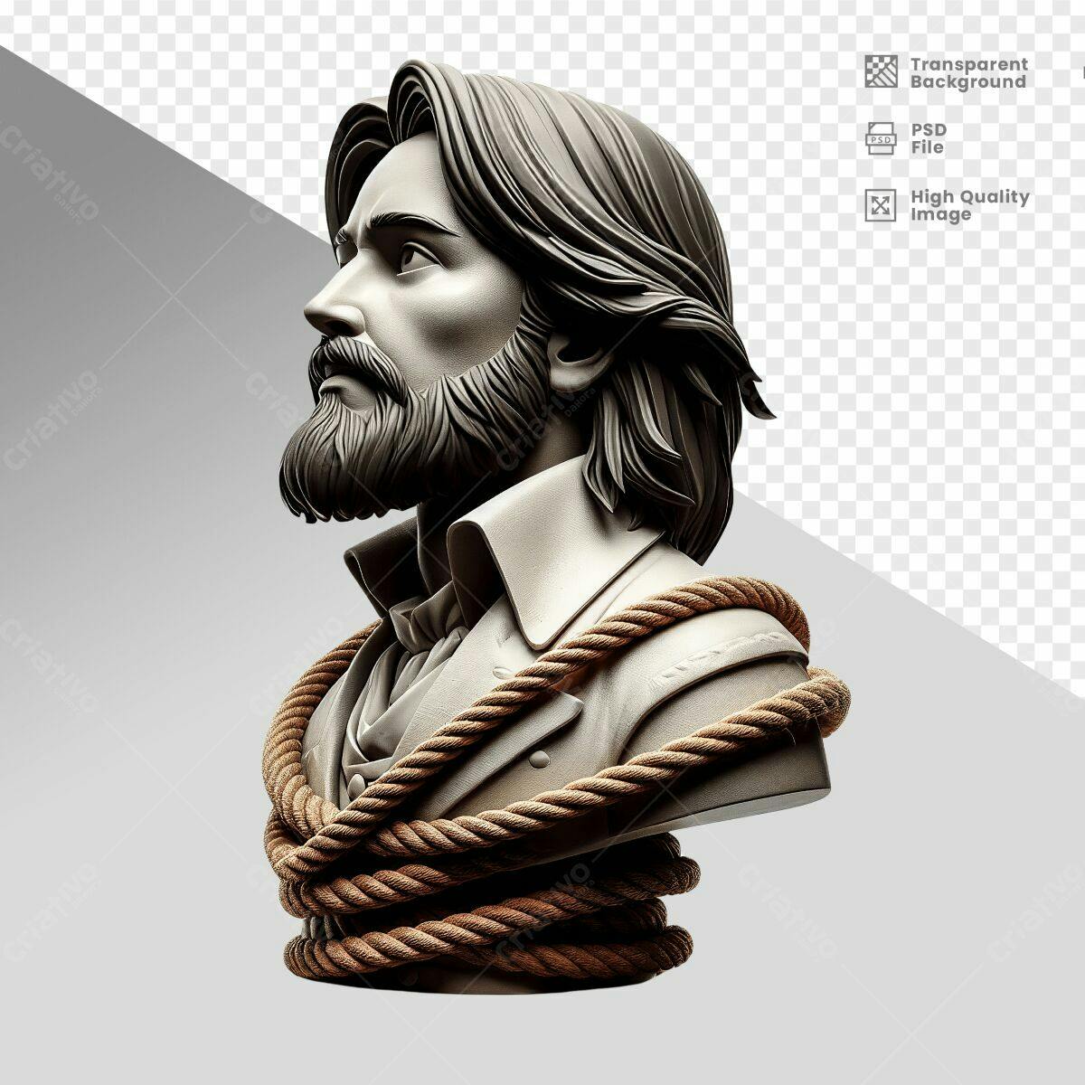 Busto Masculino com Corda PSD Editável