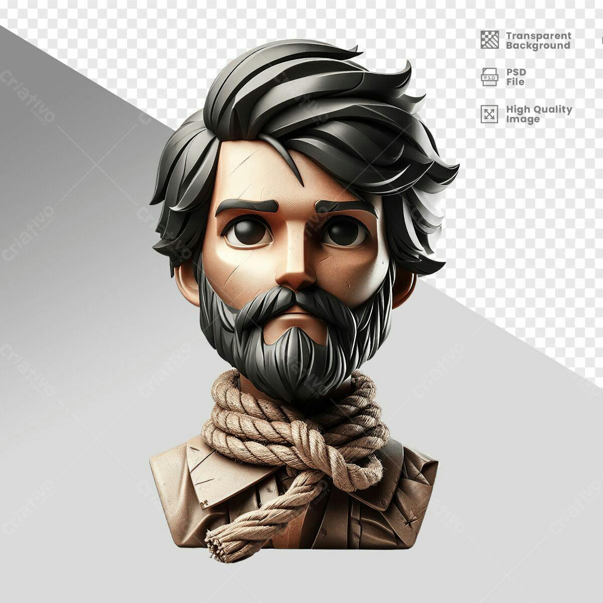 Busto 3D Estilizado Masculino PSD Editável