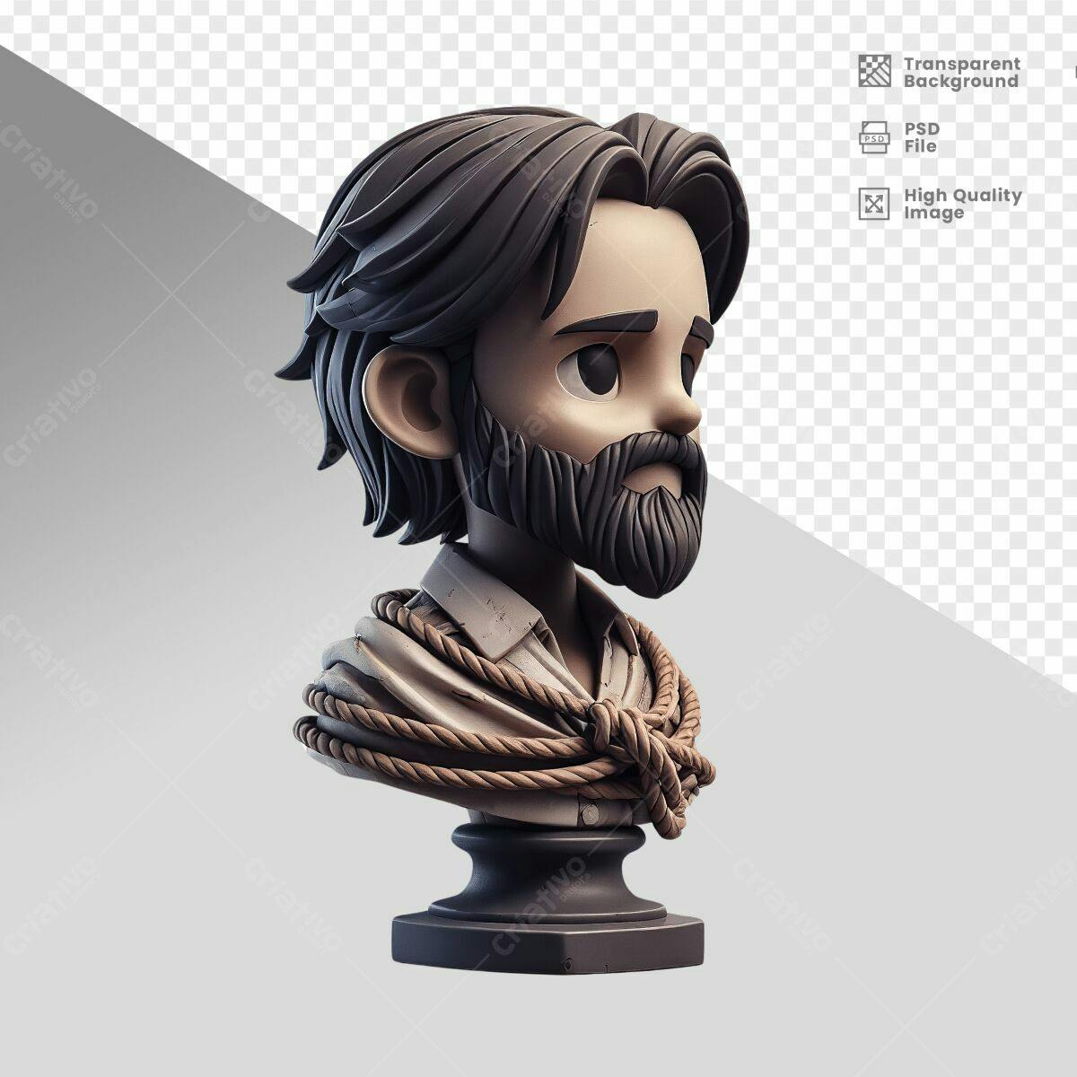 Busto Personagem Masculino Estilo Cartoon PSD Editável