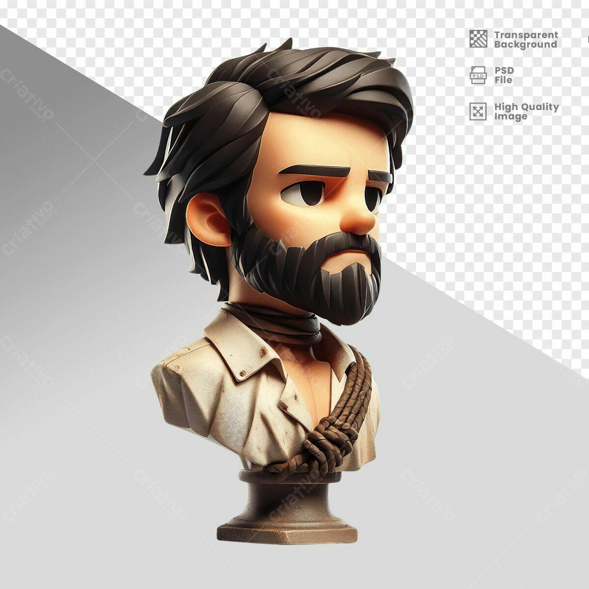 Busto Personagem Estilo Cartoon PSD Editável