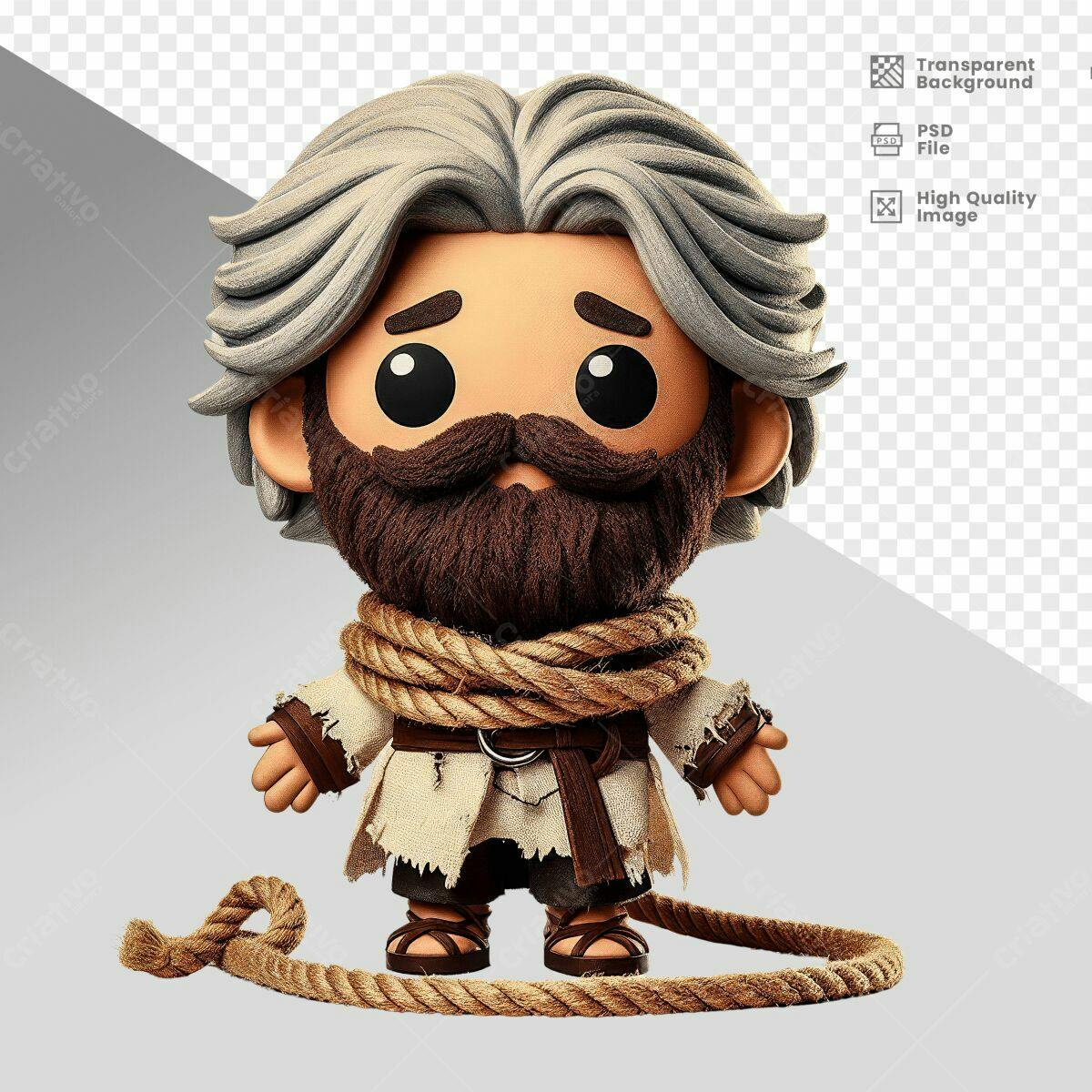Personagem Bíblico Cartoon PSD Editável