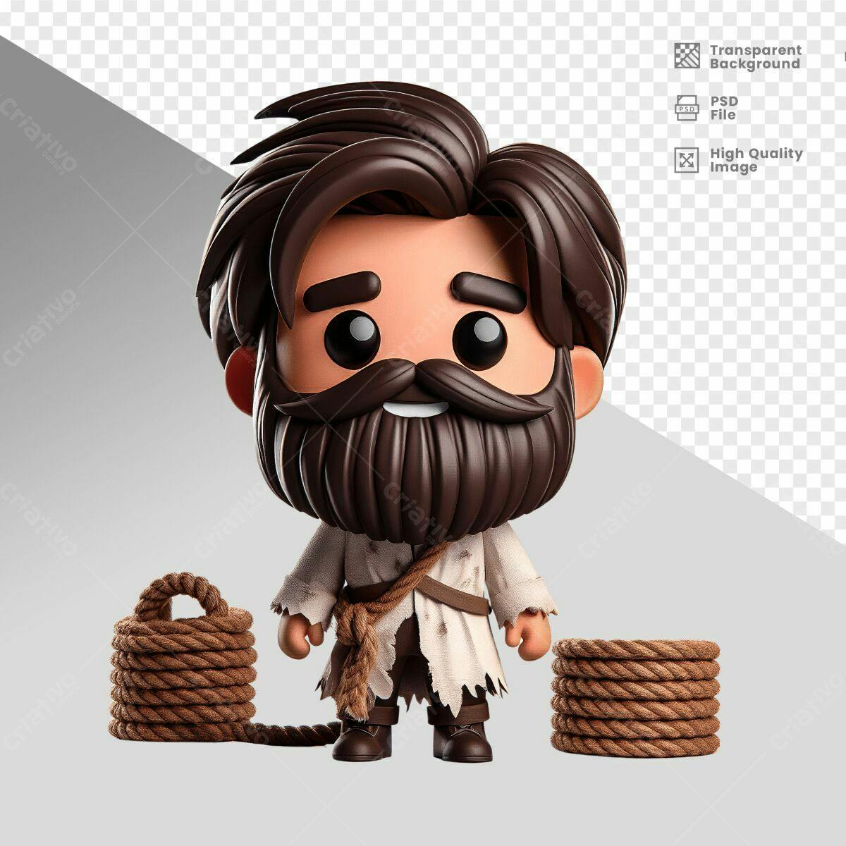 Personagem Cartoon PSD Editável para Design de Games