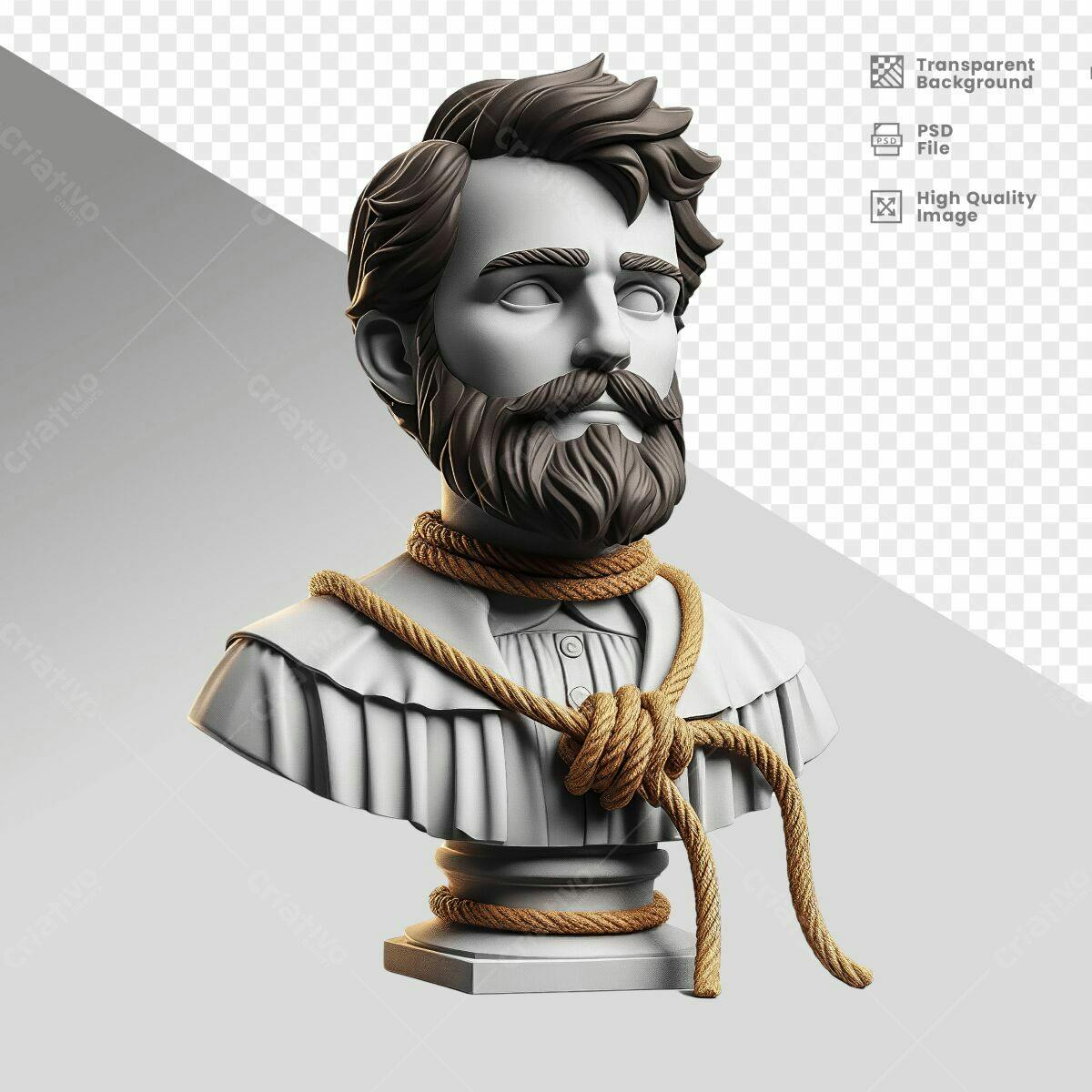 Busto em 3D com Corda PSD Editável