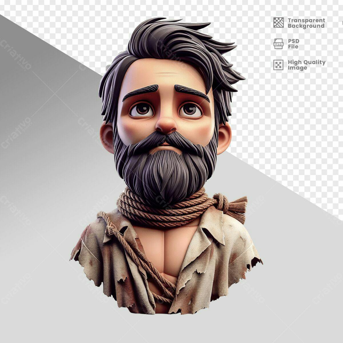 Avatar Masculino 3D estilo Cartoon PSD Editável