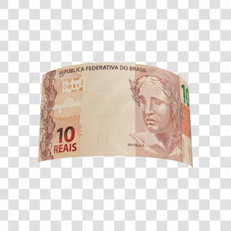 Asset 3d dinheito nota cédula 10 reais real brasileiro finança com fundo transparente