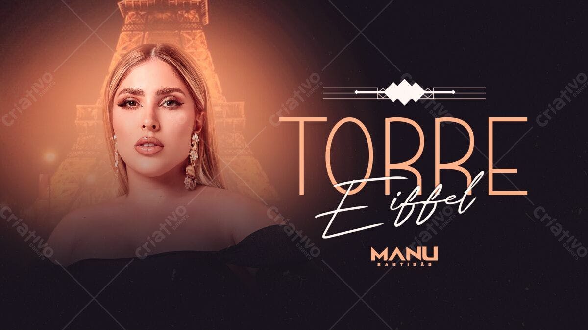 Flyer para Show Manu Batidão Torre Eiffel PSD Editável