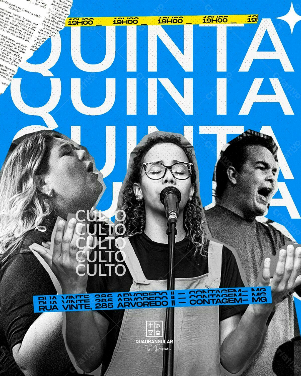 Flyer para Culto Quinta PSD Editável