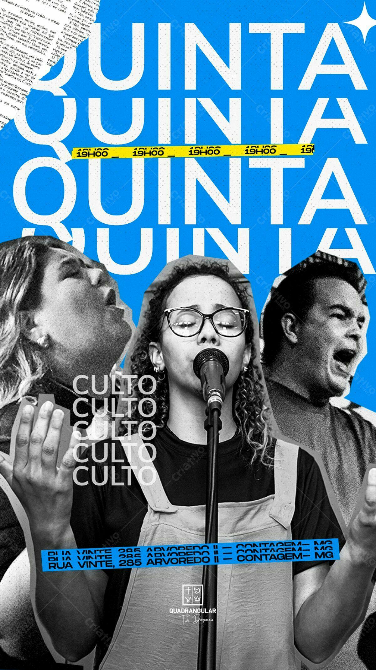 Flyer para Culto de Quinta PSD Editável