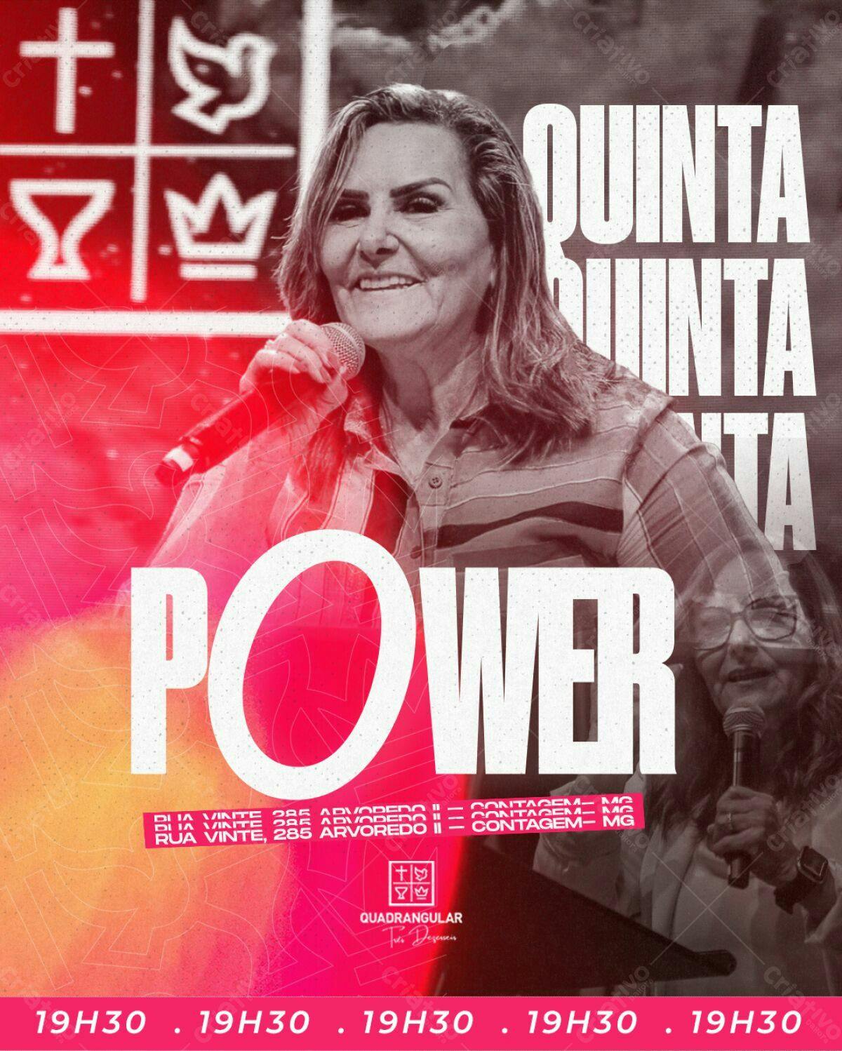 Flyer para Evento Cristão Quinta Power PSD Editável