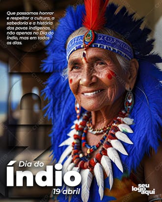 Dia do índio, mulher indígena, flyer, feed, ia