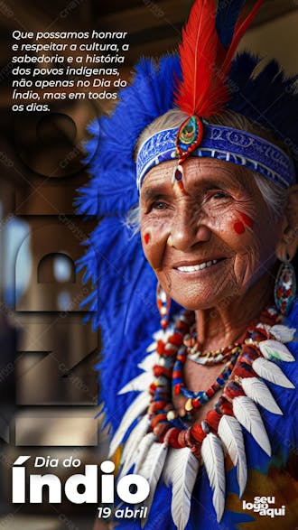 Dia do índio, mulher indígena, flyer, stories, ia