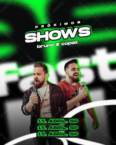 Flyer de próximos shows com bruno e copat feed