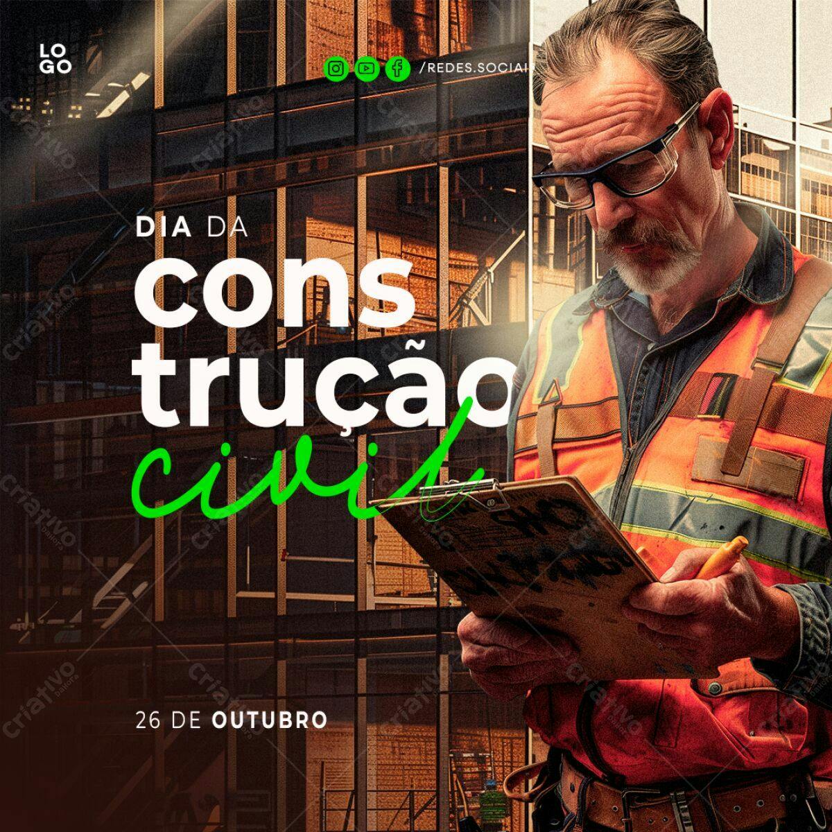 Flyer Dia da Construção Civil PSD Editável
