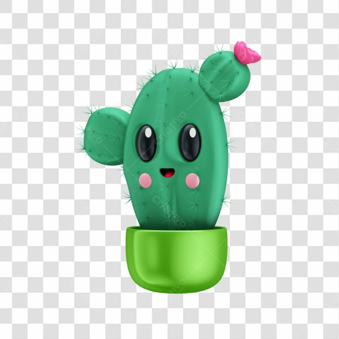 Icone Cactus Kawaii PNG com fundo transparente