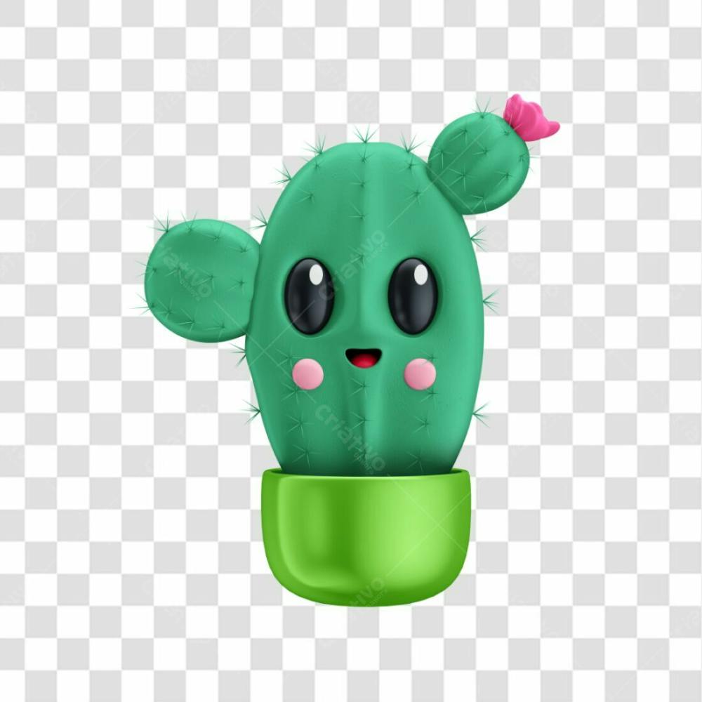 Elemento 3D Emoji Cactos Sertão Nordeste Festa Junina Junho Arraia Sao Joao Fundo Transparente (1)