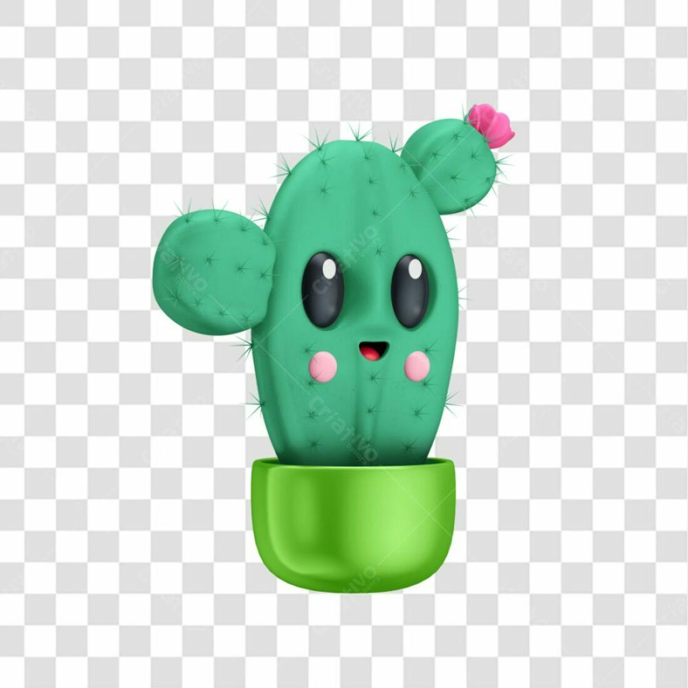 Elemento 3D Emoji Cactos Sertão Nordeste Festa Junina Junho Arraia Sao Joao Fundo Transparente (2)