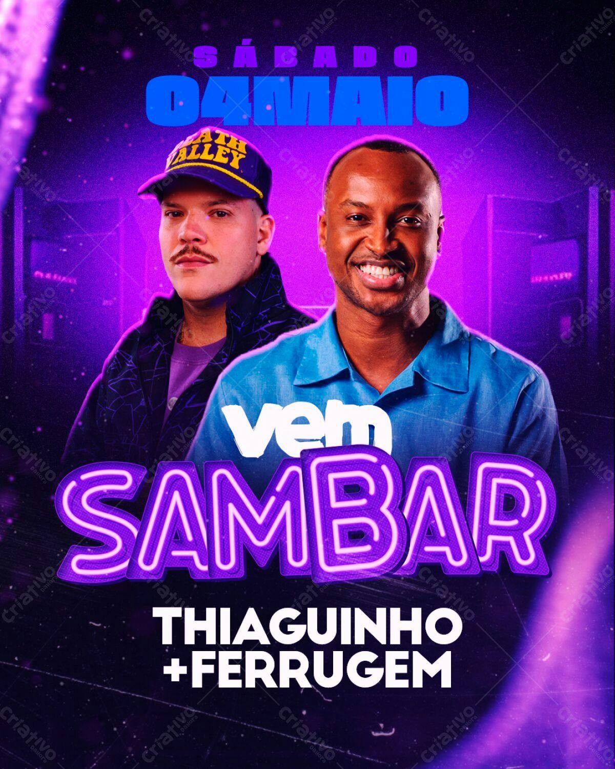 Flyer Festa Samba Thiaguinho e Ferrugem PSD Editável
