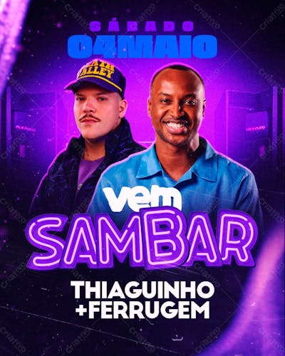 Flyer Evento Vem Sambar Feed Psd Editável