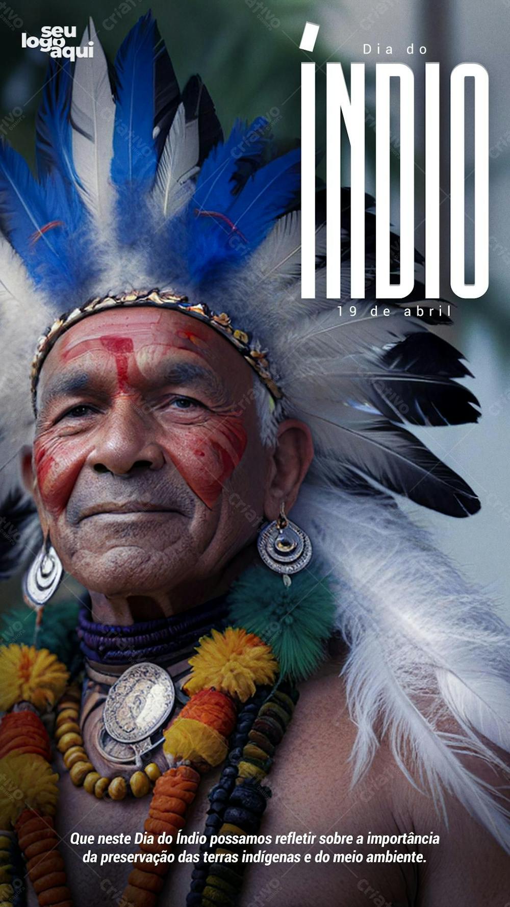 Dia Do Índio, Homem Indígena, Flyer, Stories, IA