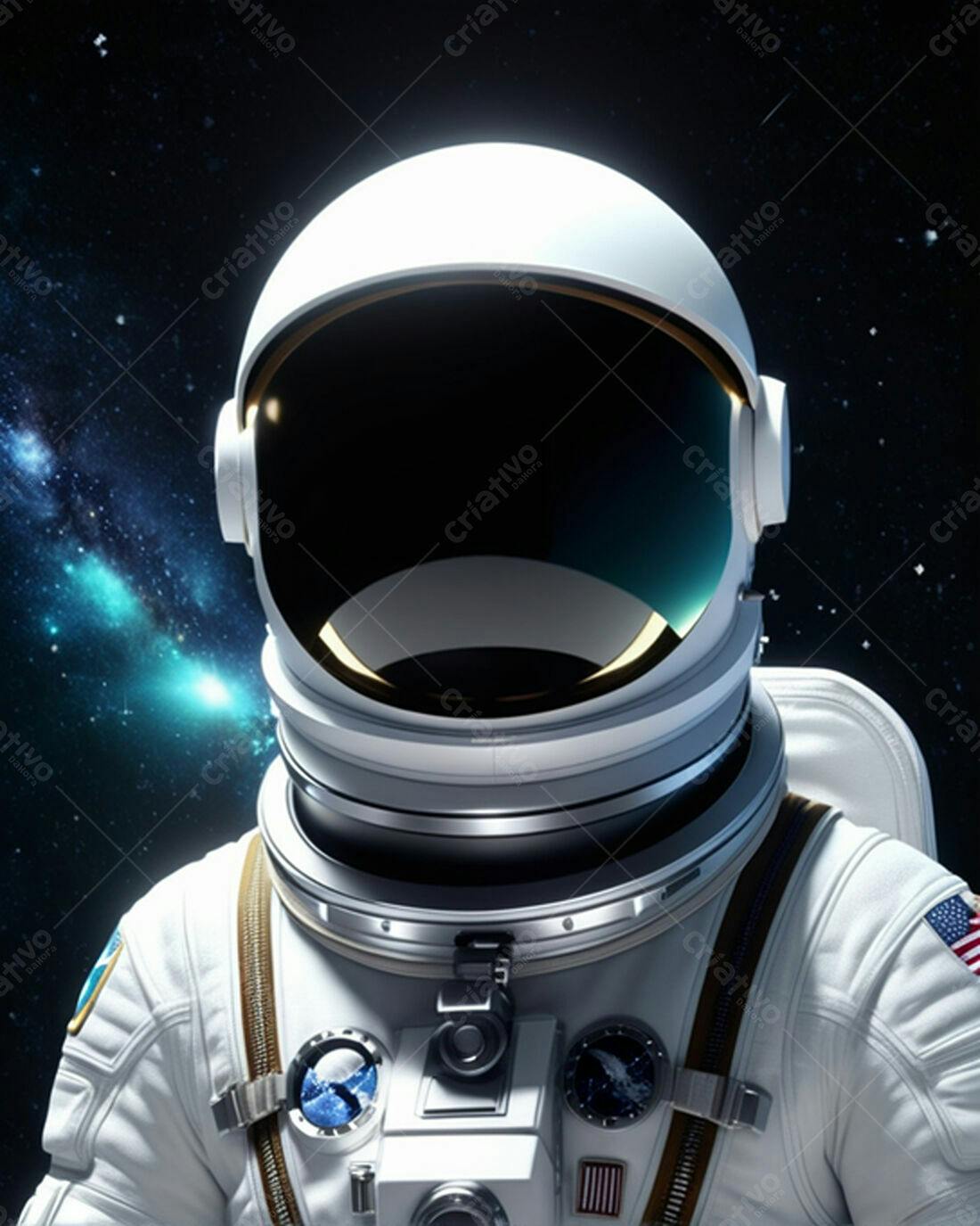Astronauta no espaço traje branco