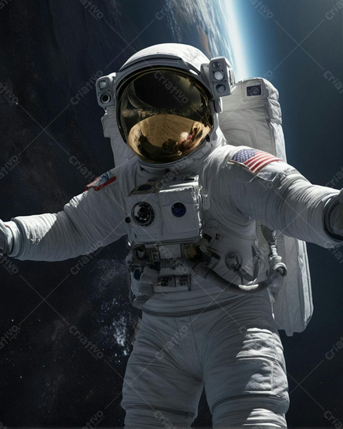 Astronauta no espaço próximo à Terra