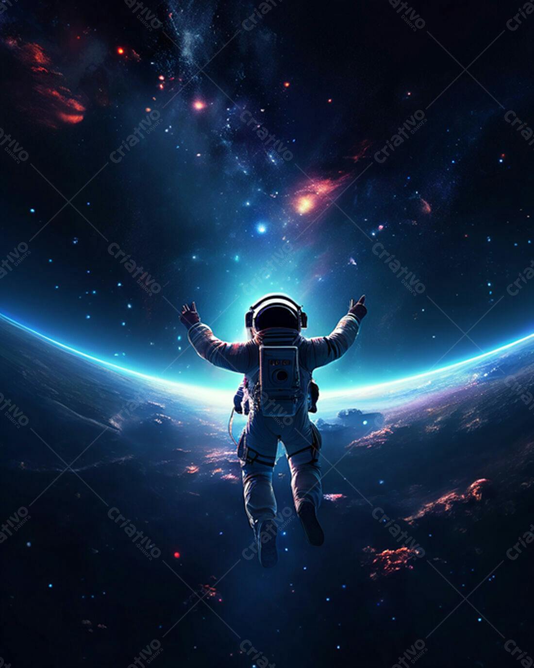Astronauta flutuando no espaço sobre a Terra