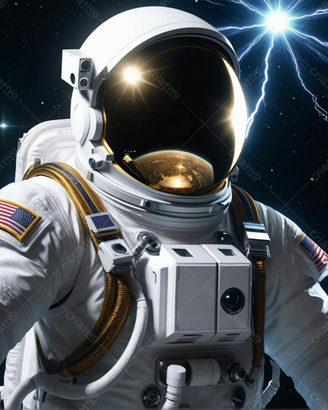 Astronauta no espaço tempestade cósmica
