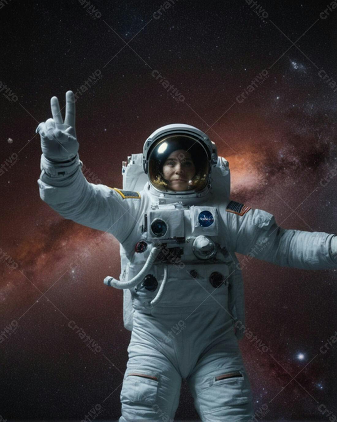Astronauta mostrando paz no espaço