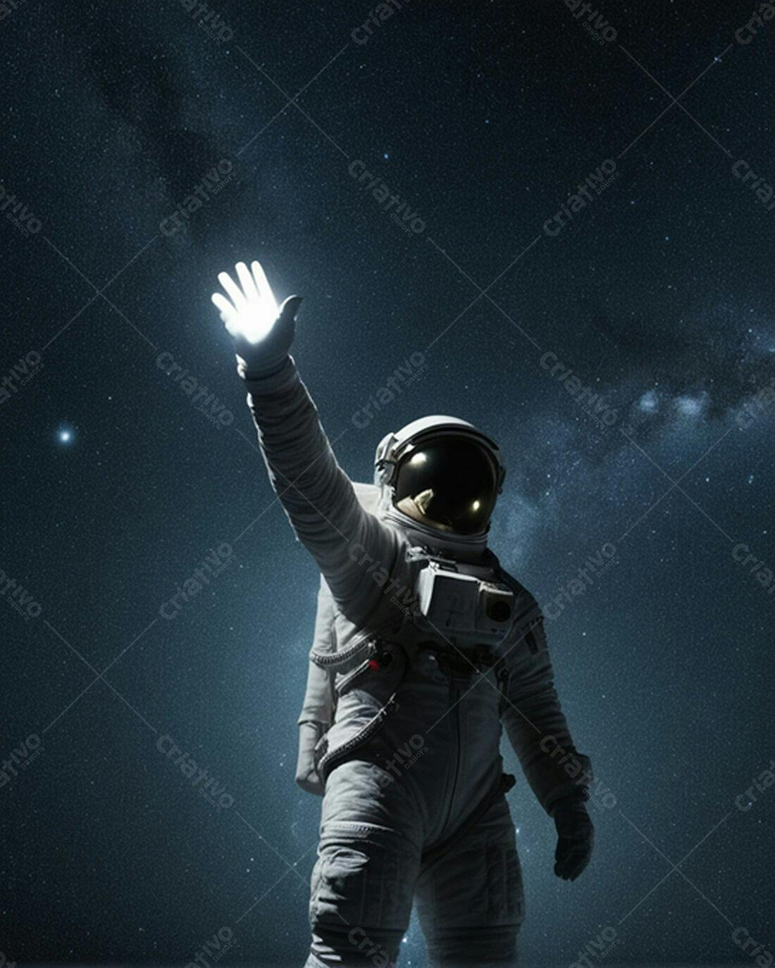 Astronauta estendendo a mão no espaço